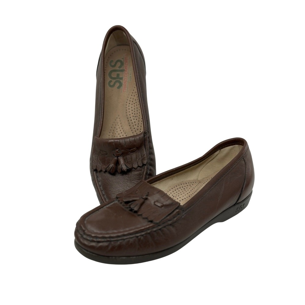 SAS Tripad Comfort Women's Brown Leather Kiltie Tassel Loafers Shoes Size 6 M